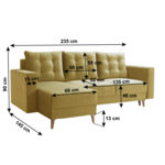 Canapea extensibila, galben, stanga, BLEKY ROH