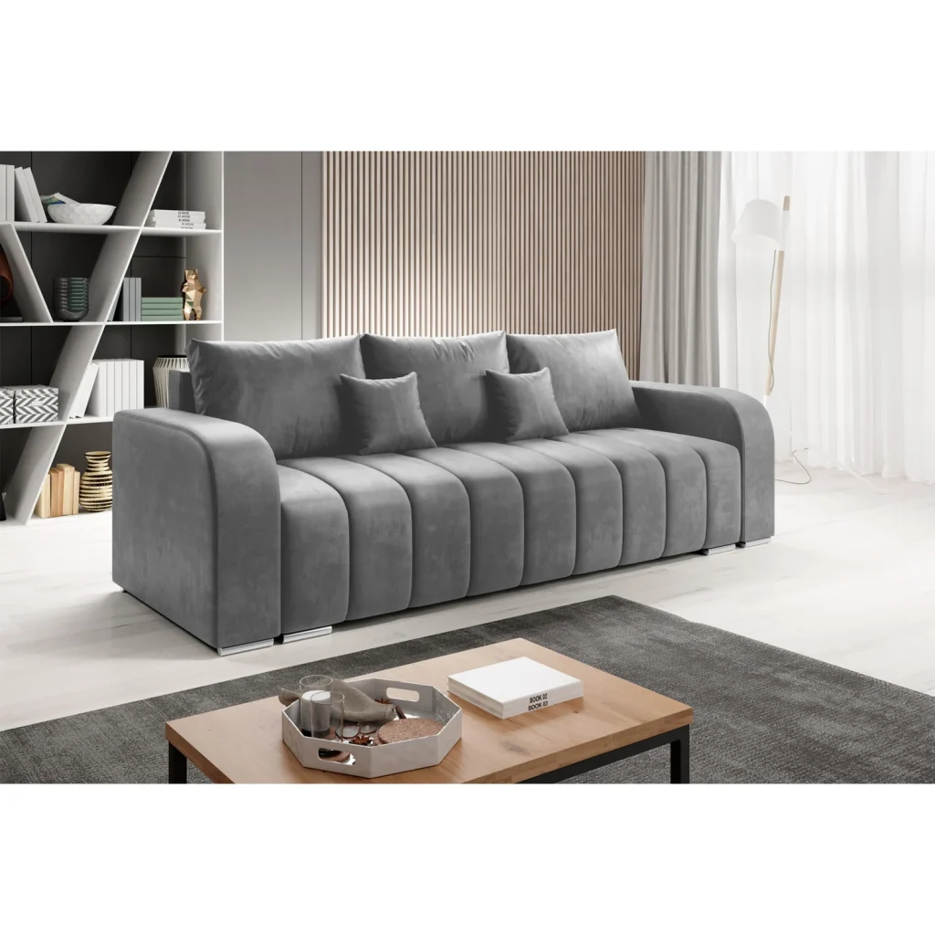 Canapea extensibila, culoare gri, PORIMA