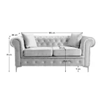 Canapea 2 locuri, stofa gri deschis Velvet, ROMANO