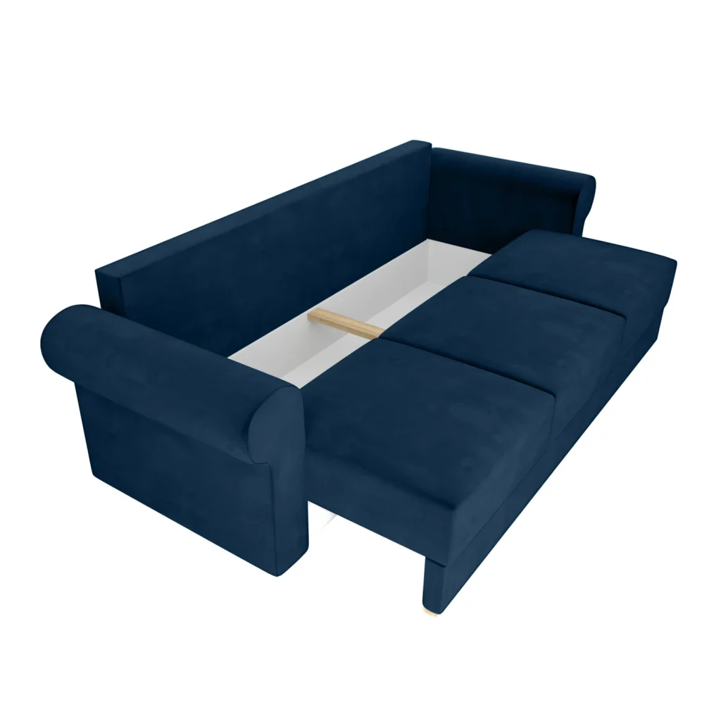 Canapea extensibila cu spatiu de depozitare, albastra/roz/cu model, SMOKY