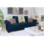 Canapea extensibila cu spatiu de depozitare, albastra/roz/cu model, SMOKY