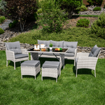 Set de gradina din ratan, gri deschis, LALEN