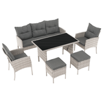 Set de gradina din ratan, gri deschis, LALEN