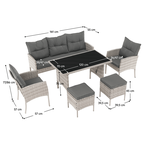 Set de gradina din ratan, gri deschis, LALEN