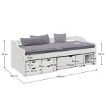 Pat cu spatiu de depozitare, alb, lemn, 90x200 cm, MAXI NEW