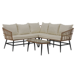 Set de gradina din ratan, natural / negru / bej, ARALY