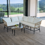 Set de gradina din ratan, natural / negru / bej, ARALY