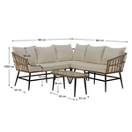 Set de gradina din ratan, natural / negru / bej, ARALY