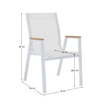 Scaun de gradina stivuibil, otel alb / stejar, BONTO