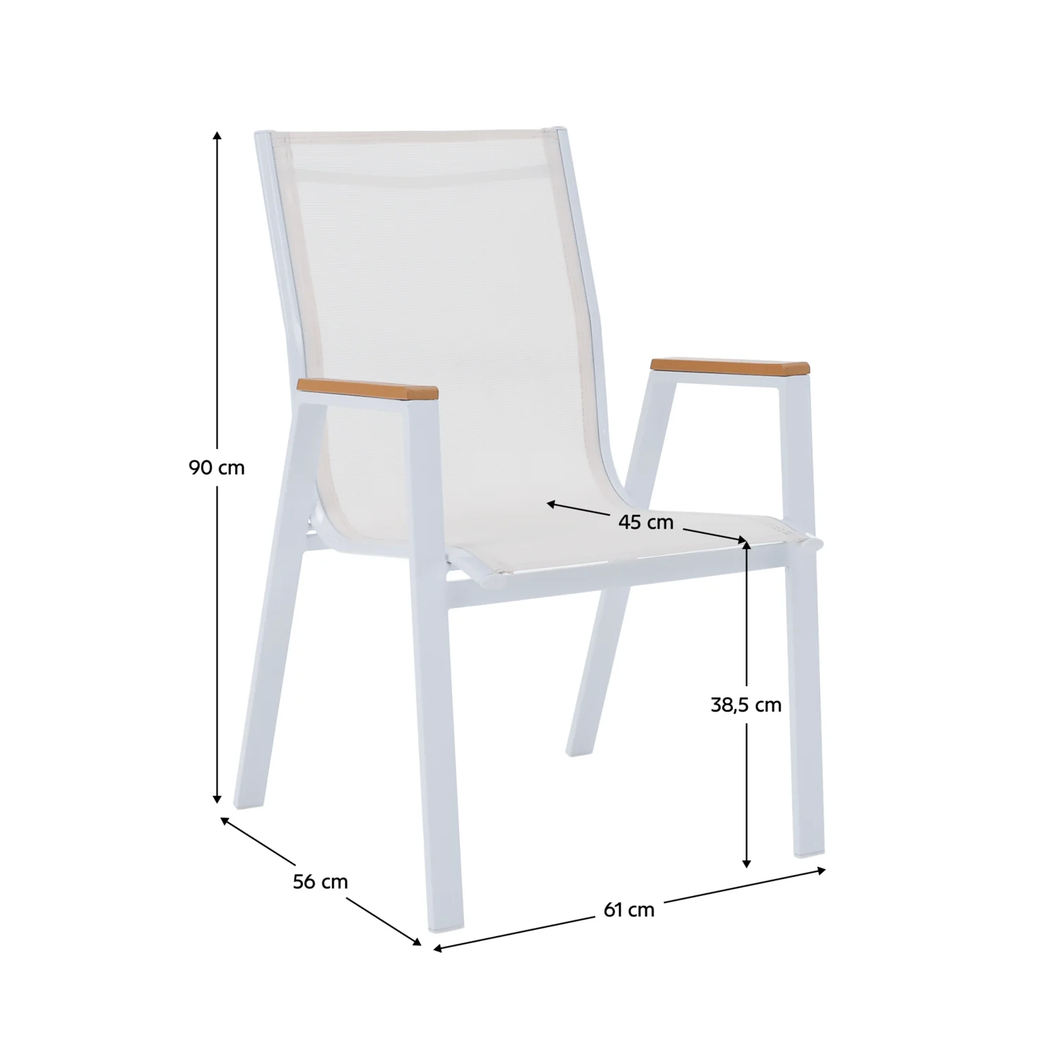 Scaun de gradina stivuibil, otel alb / stejar, BONTO