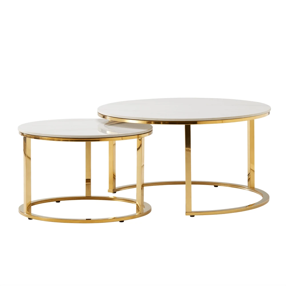 Set 2 mese de cafea, auriu/imitatie de marmura, DEVNET 2 NEW