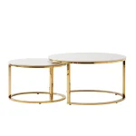 Set 2 mese de cafea, auriu/imitatie de marmura, DEVNET 2 NEW