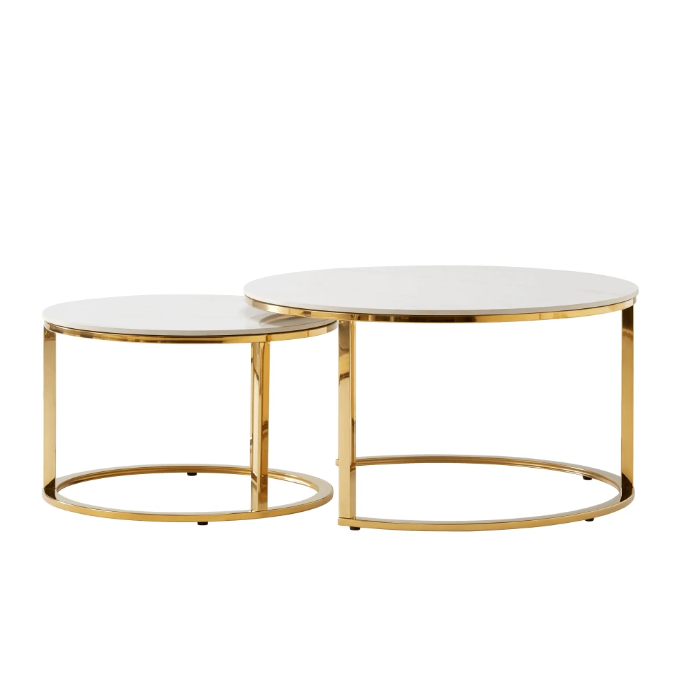 Set 2 mese de cafea, auriu/imitatie de marmura, DEVNET 2 NEW