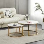 Set 2 mese de cafea, auriu/imitatie de marmura, DEVNET 2 NEW