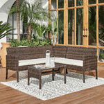 Set de gradina din ratan, 2 piese, maro / bej, FARIEL