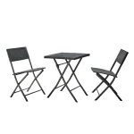 Set ratan de gradina 1+2, negru, FARUK