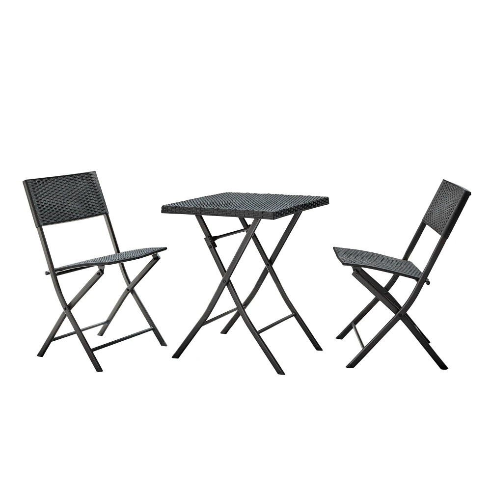 Set ratan de gradina 1+2, negru, FARUK