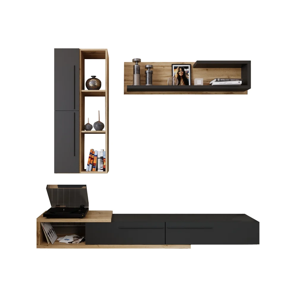 Mobilier living, stejar Tacho / antracit, KALVADOS