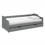 Pat cu pat suplimentar extensibil, gri, lemn, 90x200 cm, LAURA NEW
