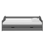 Pat cu pat suplimentar extensibil, gri, lemn, 90x200 cm, LAURA NEW
