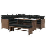 Set de gradina din ratan, maro deschis / negru, MADUL