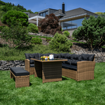 Set de gradina din ratan, maro deschis / negru, MADUL