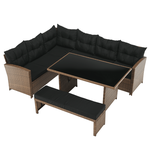 Set de gradina din ratan, maro deschis / negru, MADUL