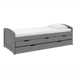 Pat cu pat suplimentar extensibil, gri, lemn, 90x200 cm, MARINELLA NEW