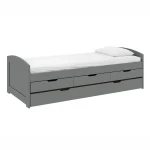 Pat cu pat suplimentar extensibil, gri, lemn, 90x200 cm, MARINELLA NEW