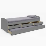 Pat cu pat suplimentar extensibil, gri, lemn, 90x200 cm, MARINELLA NEW