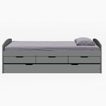 Pat cu pat suplimentar extensibil, gri, lemn, 90x200 cm, MARINELLA NEW