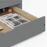 Pat cu pat suplimentar extensibil, gri, lemn, 90x200 cm, MARINELLA NEW