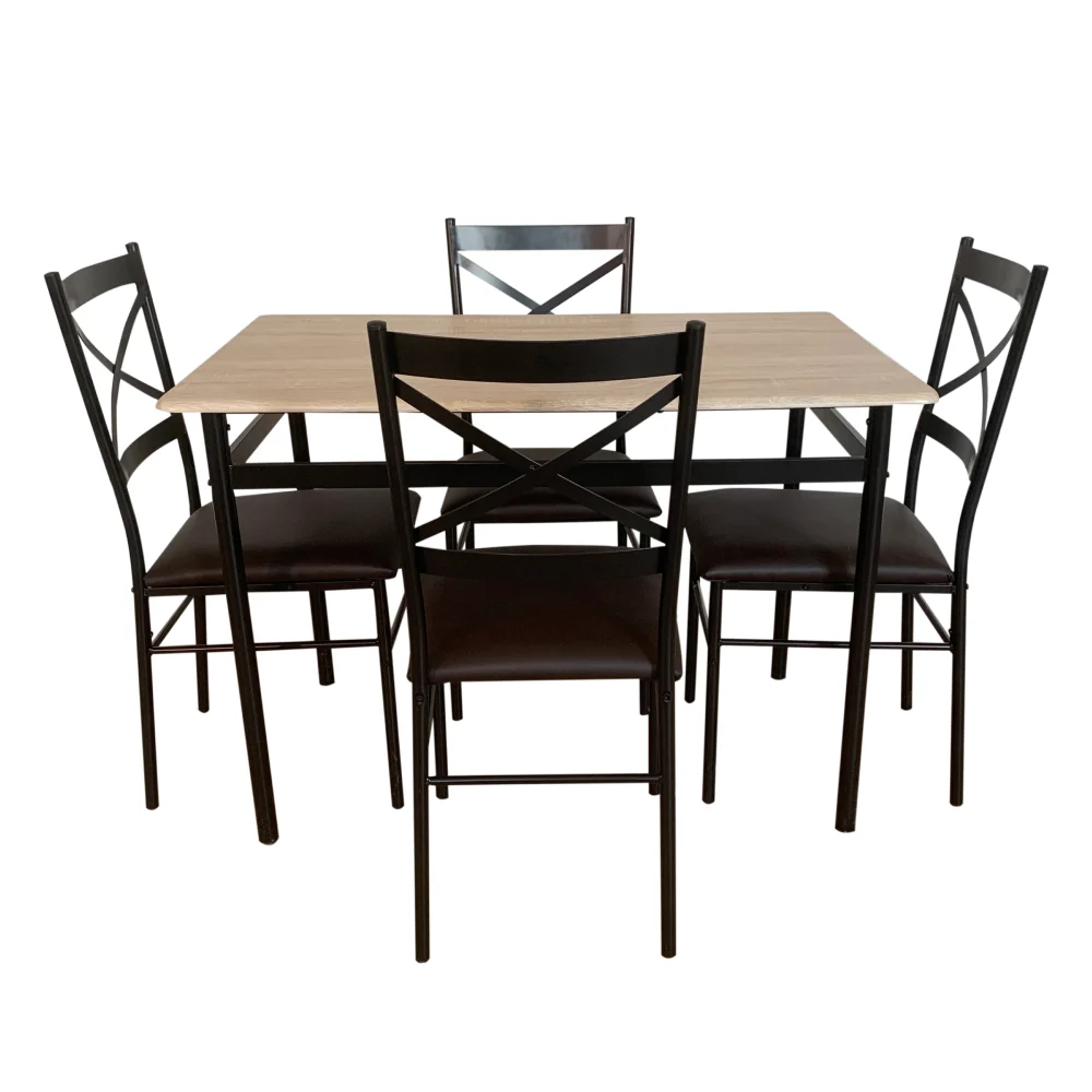 Set de sufragerie 1+4, stejar Sonoma / negru / maro, NAREN