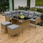 Set de gradina din ratan, culoare naturala / gri deschis, RANDI