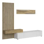 Mobilier living, alb / stejar Artisan, REBEKA PLUS