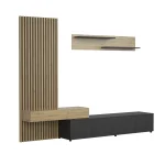 Mobilier living, negru/stejar Artisan, REBEKA PLUS