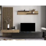 Mobilier living, negru/stejar Artisan, REBEKA PLUS