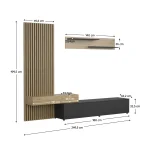 Mobilier living, negru/stejar Artisan, REBEKA PLUS