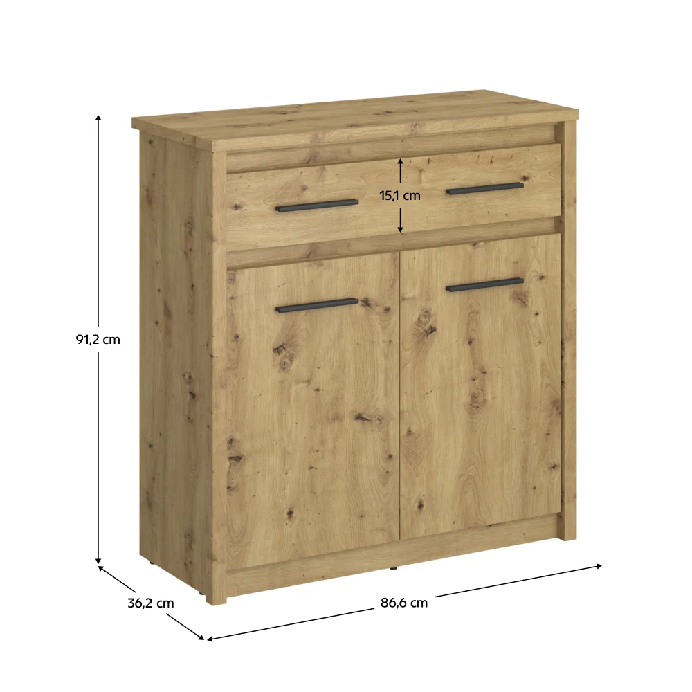 Comoda 2D1S, stejar Artisan, AIRON
