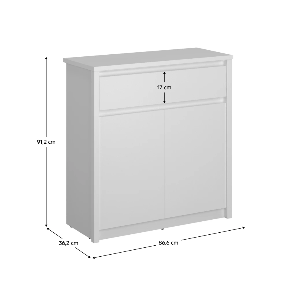 Comoda 2D1S, alba, ERODIN