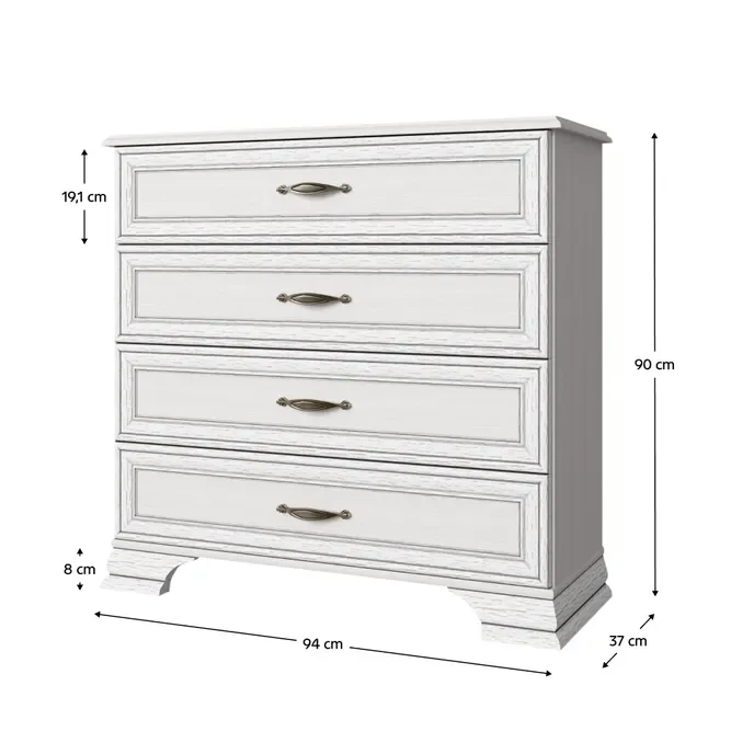 Comoda cu 4 sertare, woodline crem, TIFFY 4S