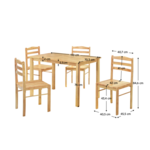 Set de sufragerie 1+4, lemn masiv, natural, LOAK