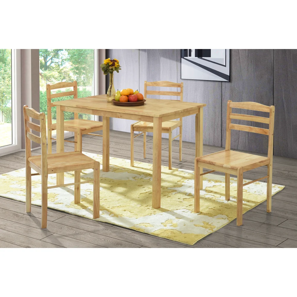 Set de sufragerie 1+4, lemn masiv, natural, LOAK