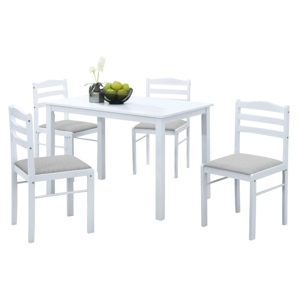 Set de sufragerie 1+4, alb/gri bej, SOMIN