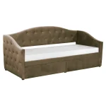 Pat cu spatiu de depozitare, 90x200, tesatura Velvet maro, ZASKA