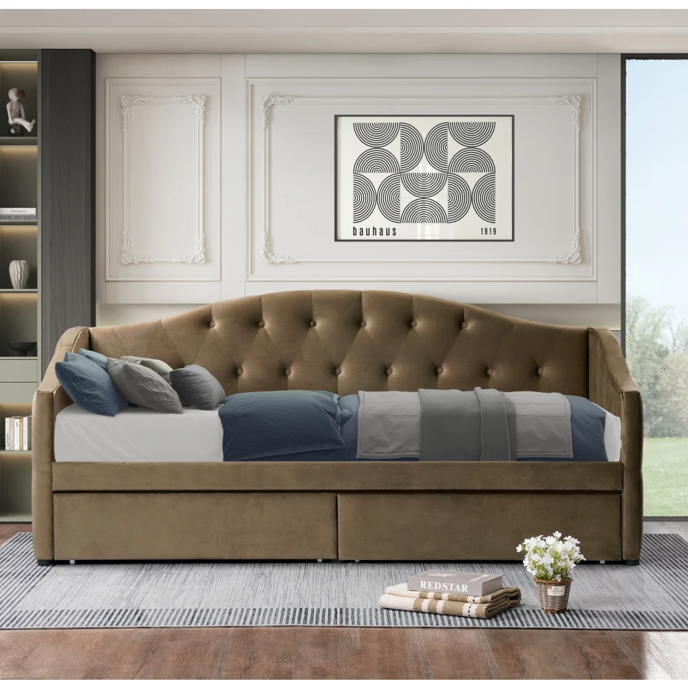 Pat cu spatiu de depozitare, 90x200, tesatura Velvet maro, ZASKA