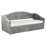 Pat cu spatiu de depozitare, 90x200, tesatura Velvet gri, ZASKA