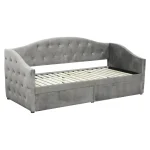 Pat cu spatiu de depozitare, 90x200, tesatura Velvet gri, ZASKA