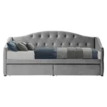 Pat cu spatiu de depozitare, 90x200, tesatura Velvet gri, ZASKA