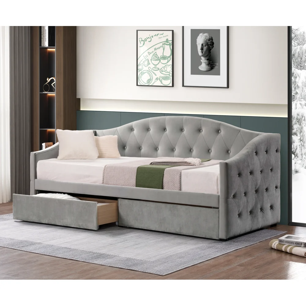 Pat cu spatiu de depozitare, 90x200, tesatura Velvet gri, ZASKA